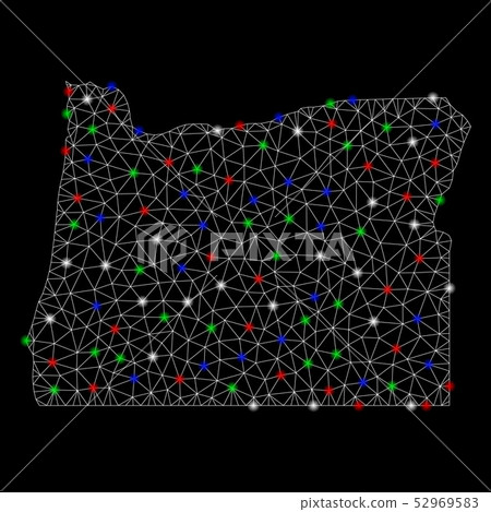 Bright Mesh 2D Oregon State Map with Flare Spots 52969583
