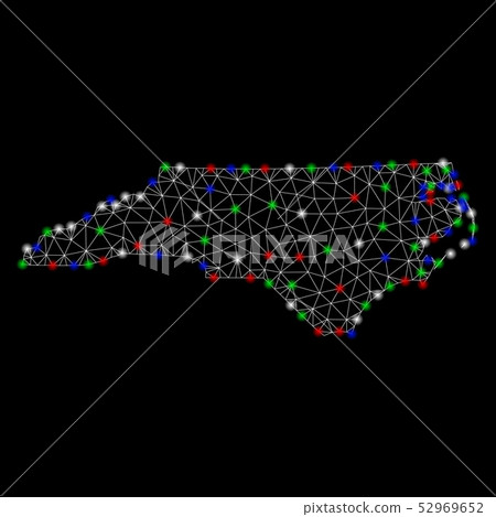 Bright Mesh 2D North Carolina State Map with... - Stock Illustration ...