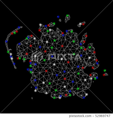 Bright Mesh Wire Frame Micronesia Island Map with Light Spots Bright Mesh Wire Frame Micronesia Island Map with Light Spots 52969747