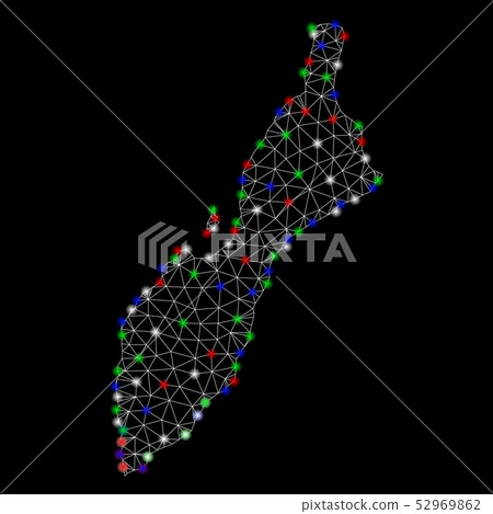 Bright Mesh Carcass Masirah Island Map with Flare Spots Bright Mesh Carcass Masirah Island Map with Flare Spots 52969862