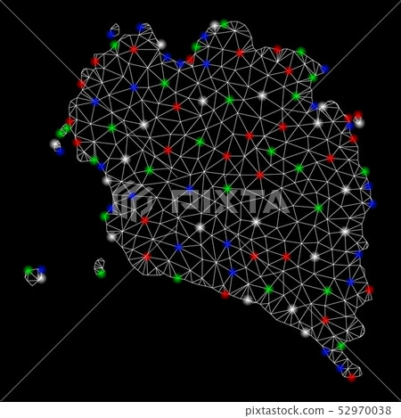 Bright Mesh 2D Ko Pha Ngan Map with Flare Spots - Stock Illustration ...