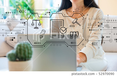 Compliance theme with woman using her laptop 52970090