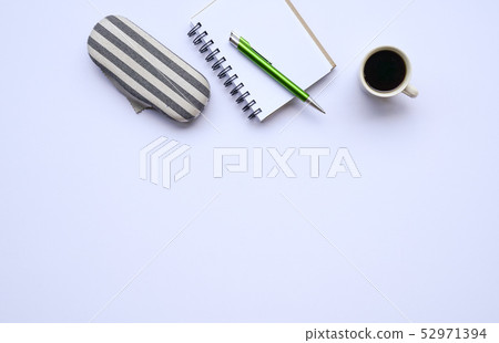 White office desk table, top view or flat lay White office desk table, top view or flat lay 52971394