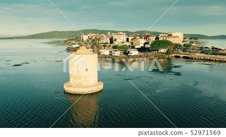 Aerial shot of town of Orbetello. Tuscany, Italy Aerial shot of town of Orbetello. Tuscany, Italy 52971569