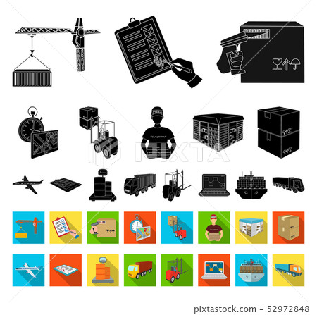 Logistics and delivery black,flat icons in set collection for design. Transport and equipment 52972848