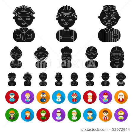 People of different professions black,flat icons in set collection for design. Worker and specialist 52972944