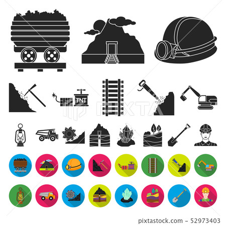 Mining industry black,flat icons in set collection for design. Equipment and tools vector symbol 52973403