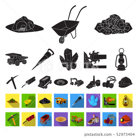 Mining industry black,flat icons in set collection for design. Equipment and tools vector symbol 52973404