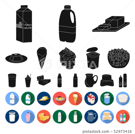 Milk product black,flat icons in set collection for design.Milk and food vector symbol stock web Milk product black,flat icons in set collection for design.Milk and food vector symbol stock web 52973416