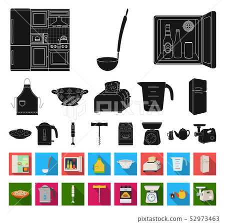 Kitchen equipment black,flat icons in set collection for design. Kitchen and accessories vector Kitchen equipment black,flat icons in set collection for design. Kitchen and accessories vector 52973463