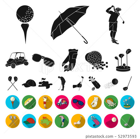 Golf and attributes black,flat icons in set collection for design.Golf Club and equipment vector 52973593