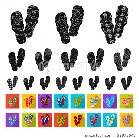 Flip-flops black,flat icons in set collection for design. Beach shoes vector symbol stock web Flip-flops black,flat icons in set collection for design. Beach shoes vector symbol stock web 52973643