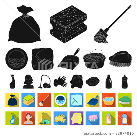 Cleaning and maid black,flat icons in set collection for design. Equipment for cleaning vector Cleaning and maid black,flat icons in set collection for design. Equipment for cleaning vector 52974010