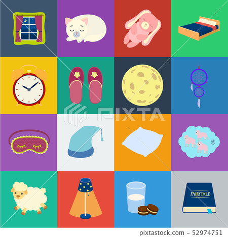 Rest and sleep cartoon icons in set collection for design. Accessories and comfort vector symbol 52974751