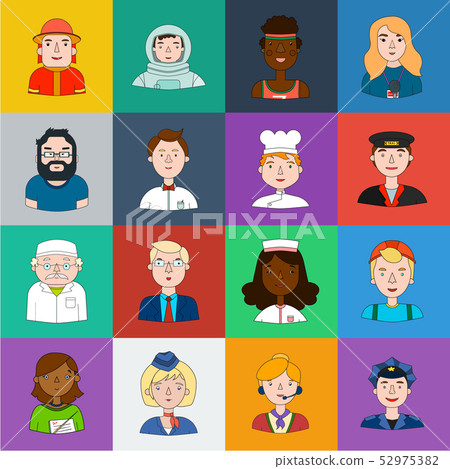 People of different professions cartoon icons in set collection for design. Worker and specialist 52975382