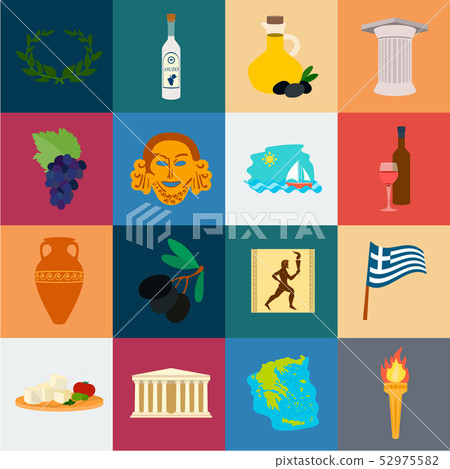 Country Greece cartoon icons in set collection for design.Greece and landmark vector symbol stock 52975582