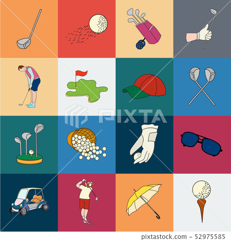 Golf and attributes cartoon icons in set collection for design.Golf Club and equipment vector symbol 52975585