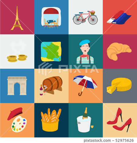 Country France cartoon icons in set collection... - Stock Illustration ...