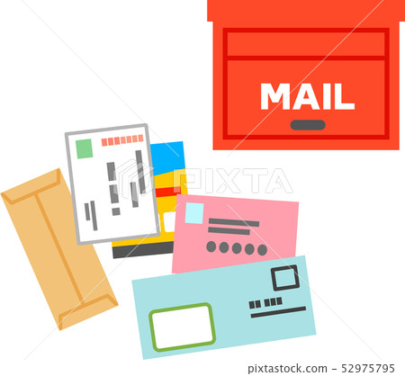 明信片，密封的信件和信箱 52975795