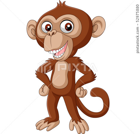 Cute baby chimpanzee cartoon posing - Stock Illustration [52975880] - PIXTA