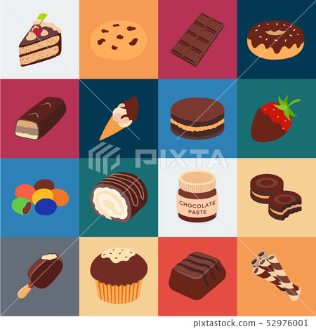 Chocolate Dessert cartoon icons in set... - Stock Illustration ...