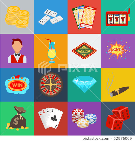 Casino and gambling cartoon icons in set collection for design. Casino and equipment vector symbol 52976009