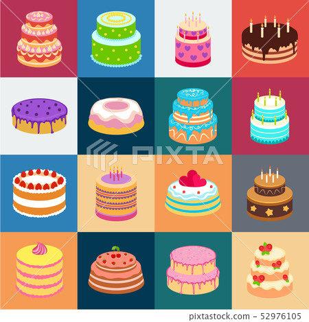 Cake and dessert cartoon icons in set collection for design. Holiday cake vector symbol stock web 52976105
