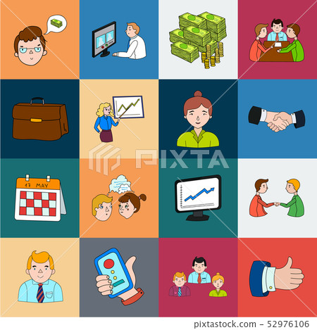 Business Conference And Negotiations cartoon icons in set collection for design.Business and 52976106