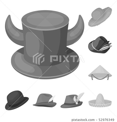 Vector design of hat and cap sign. Set of hat and model vector icon for stock. Vector design of hat and cap sign. Set of hat and model vector icon for stock. 52976349