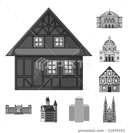 Vector design of building and city sign. Set of building and business vector icon for stock. 52976353