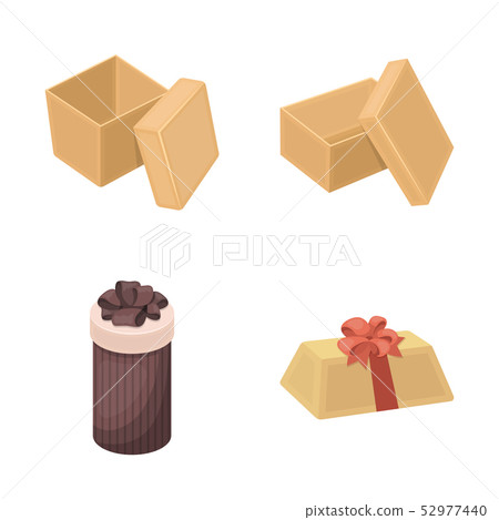 Vector illustration of cardboard and delivery symbol. Set of cardboard and label stock symbol for 52977440