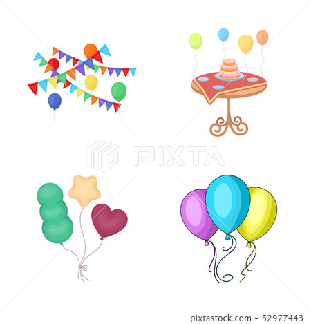 Vector illustration of happy and fun icon. Collection of happy and balloon stock symbol for web. 52977443