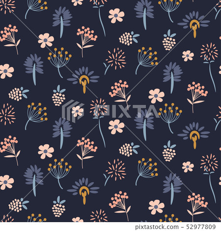Floral meadow blue seamless vector pattern. Floral meadow blue seamless vector pattern. 52977809