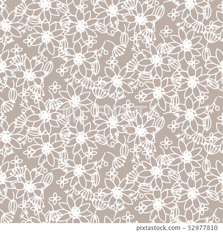 Prairie florals beige light colors seamless vector pattern. Prairie florals beige light colors seamless vector pattern. 52977810