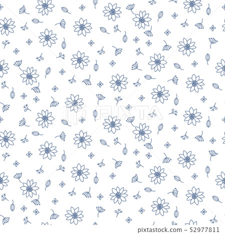 Tender florals blue light colors seamless vector pattern. Tender florals blue light colors seamless vector pattern. 52977811