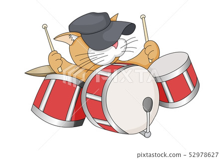 Rock and roll cat cartoon vector illustration for print design isolated on white 52978627