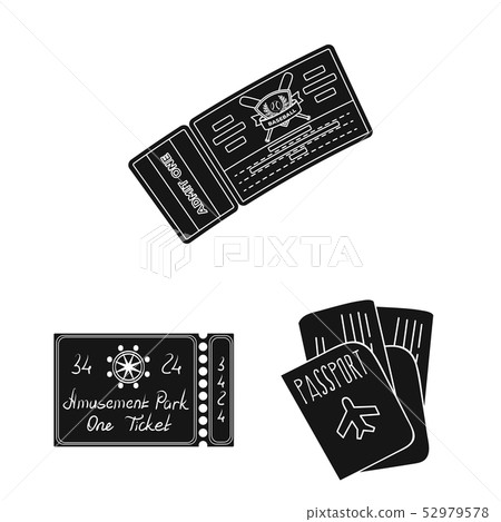 Isolated object of ticket and movie icon. Collection of ticket and concert stock symbol for web. Isolated object of ticket and movie icon. Collection of ticket and concert stock symbol for web. 52979578