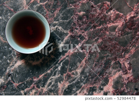 one Chinese black tea cup marble background nobody 52984478