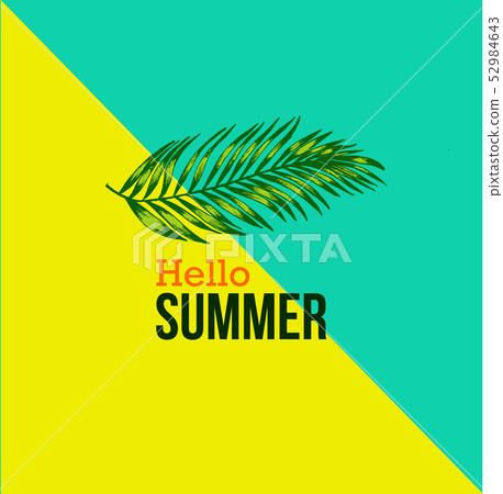 Minimal modern template hello summer on tropicall background 52984643