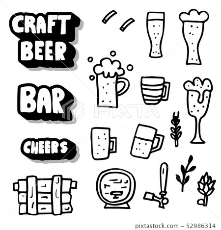 Craft beer elements set. Vector illustration. Craft beer elements set. Vector illustration. 52986314