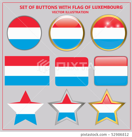 Set buttons with flag of Luxembourg. Set buttons with flag of Luxembourg. 52986812