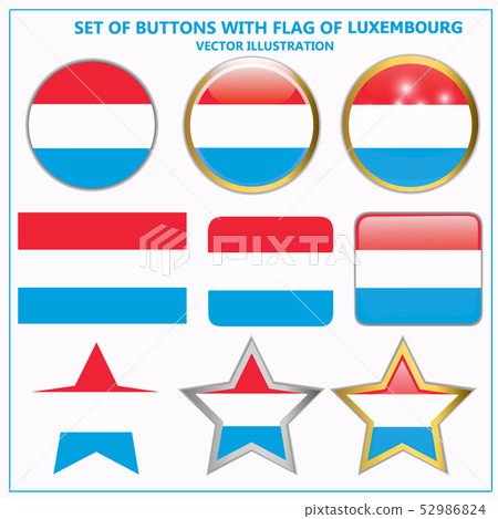 Set buttons with flag of Luxembourg. Set buttons with flag of Luxembourg. 52986824