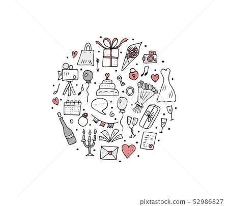 Wedding symbols set. Vector design illustration. 52986827