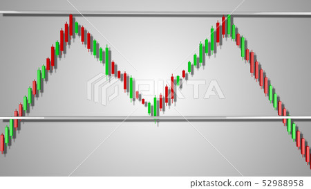 Double Top Stock Chart Pattern 3D Illustration 52988958