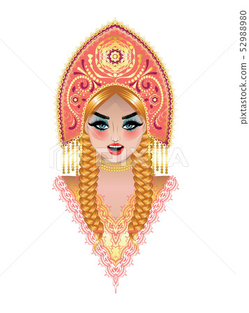 Blonde girl in kokoshnik 52988980