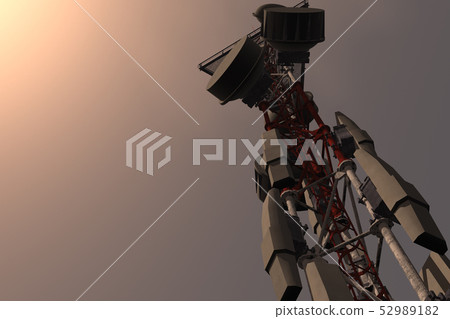 5G Telecommunication Tower in Sunset Sunrise 3D Il 5G Telecommunication Tower in Sunset Sunrise 3D Il 52989182