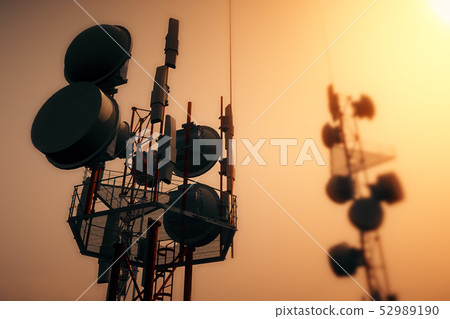 5G Telecommunication Tower in Sunset Sunrise 3D Il 52989190