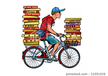pizza delivery by Bicycle pizza delivery by Bicycle 52991839