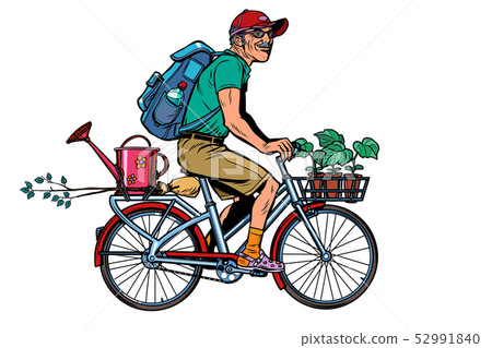 gardener old cottager on the bike gardener old cottager on the bike 52991840