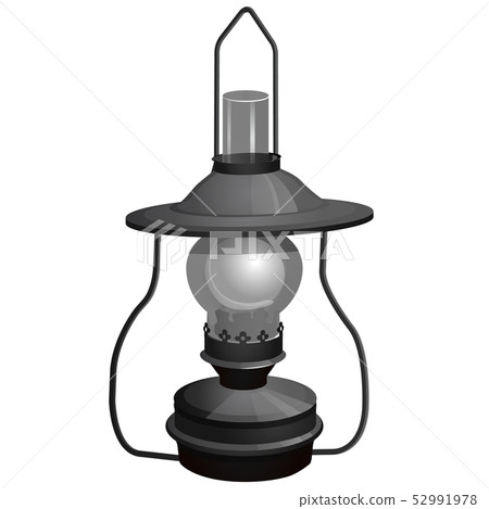 Portable kerosene lamp isolated on white background. Vector cartoon close-up illustration. Portable kerosene lamp isolated on white background. Vector cartoon close-up illustration. 52991978